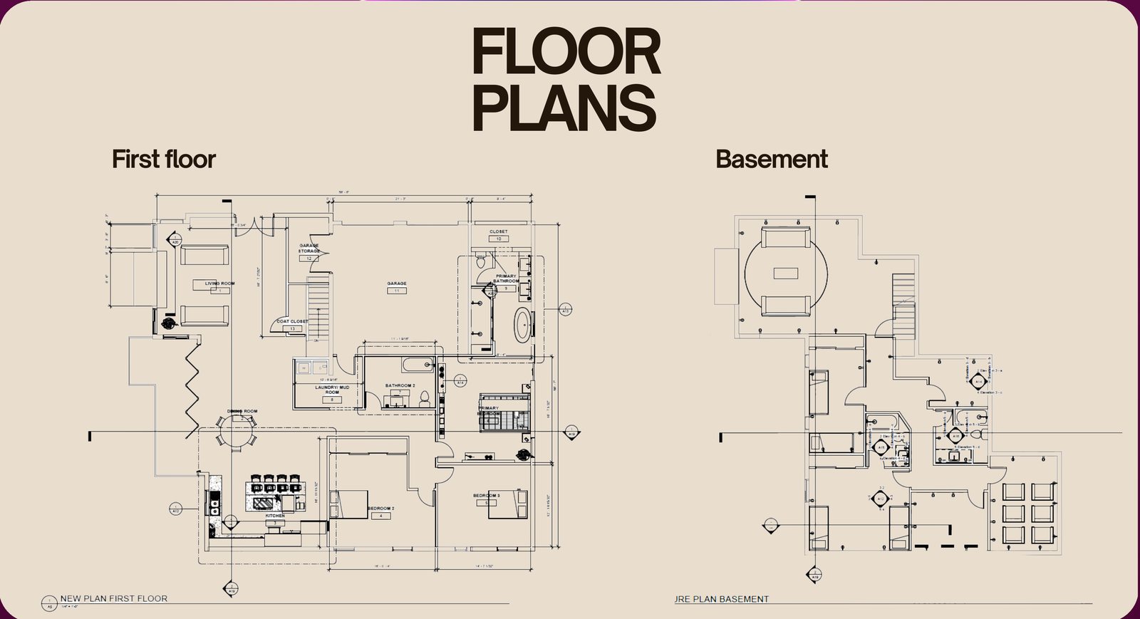 New first floor and basement floor plans for the Whitehead home